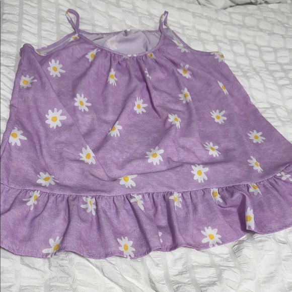 SHEIN Tops - SHEIN Lavender Daisy Ruffle Tank Top